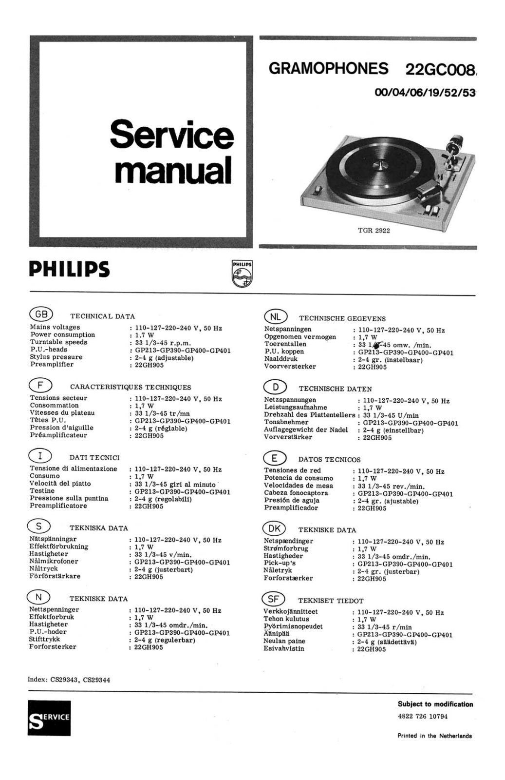 Philips GC-008 Service manual