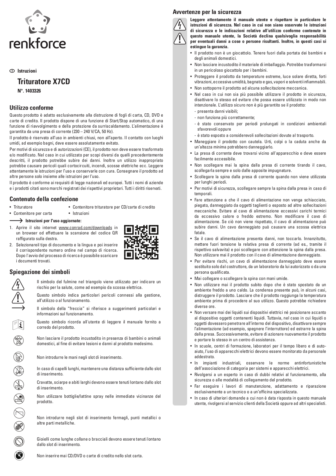 Renkforce 1403326 Operating Instructions