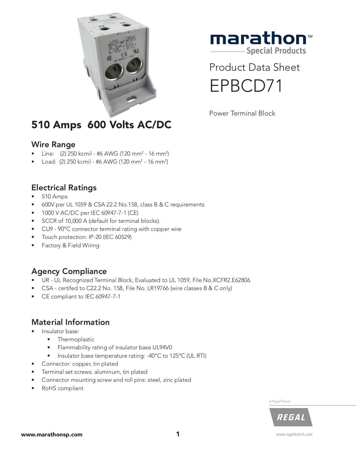 Marathon Special Products EPBCD71 Data Sheet