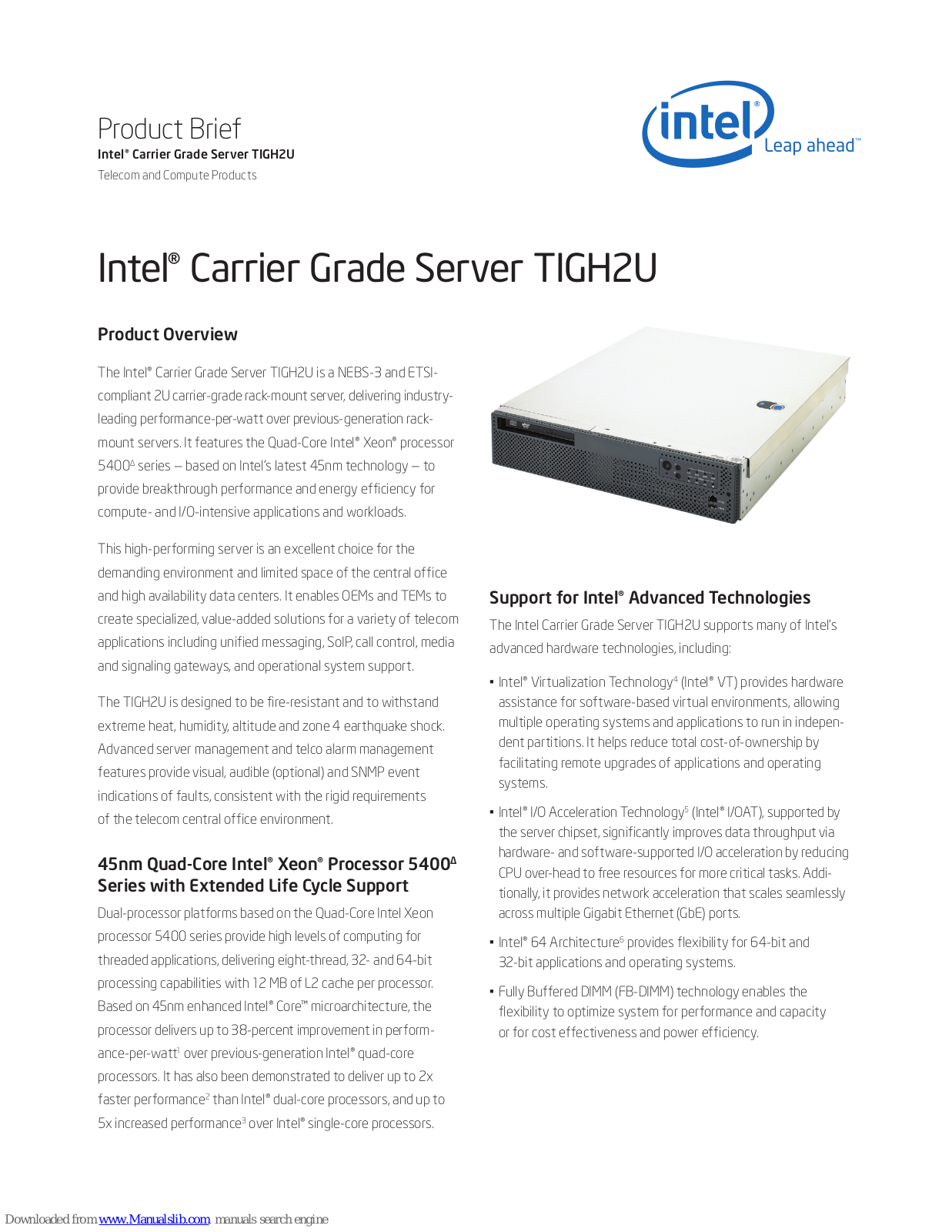 Intel TIGH2U - Carrier Grade Server Product Overview