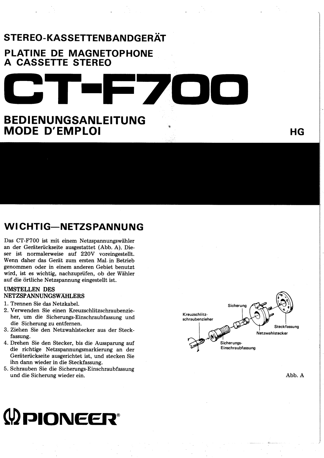 Pioneer CT-F700 User Manual