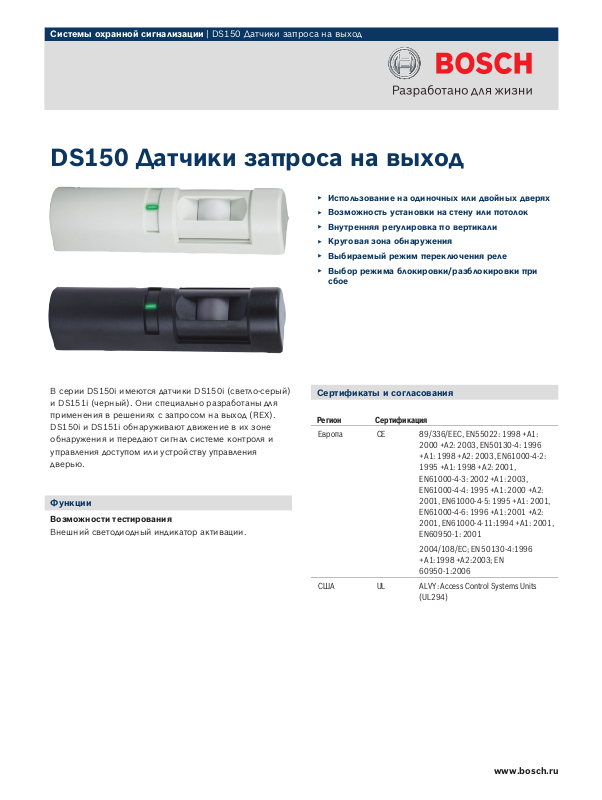 BOSCH DS150i User Manual