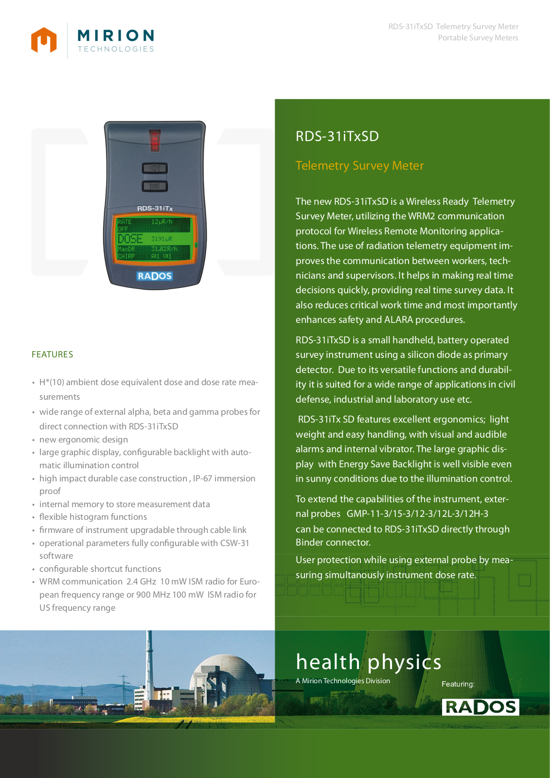 Mirion Technologies RDS-31iTxSD User Manual