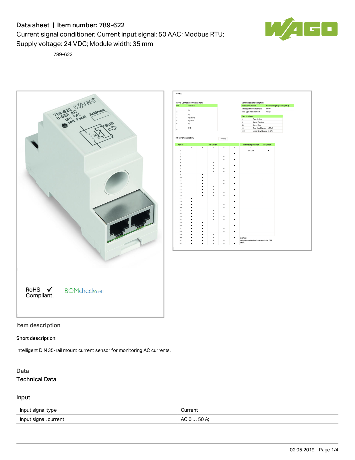 Wago 789-622 Data Sheet