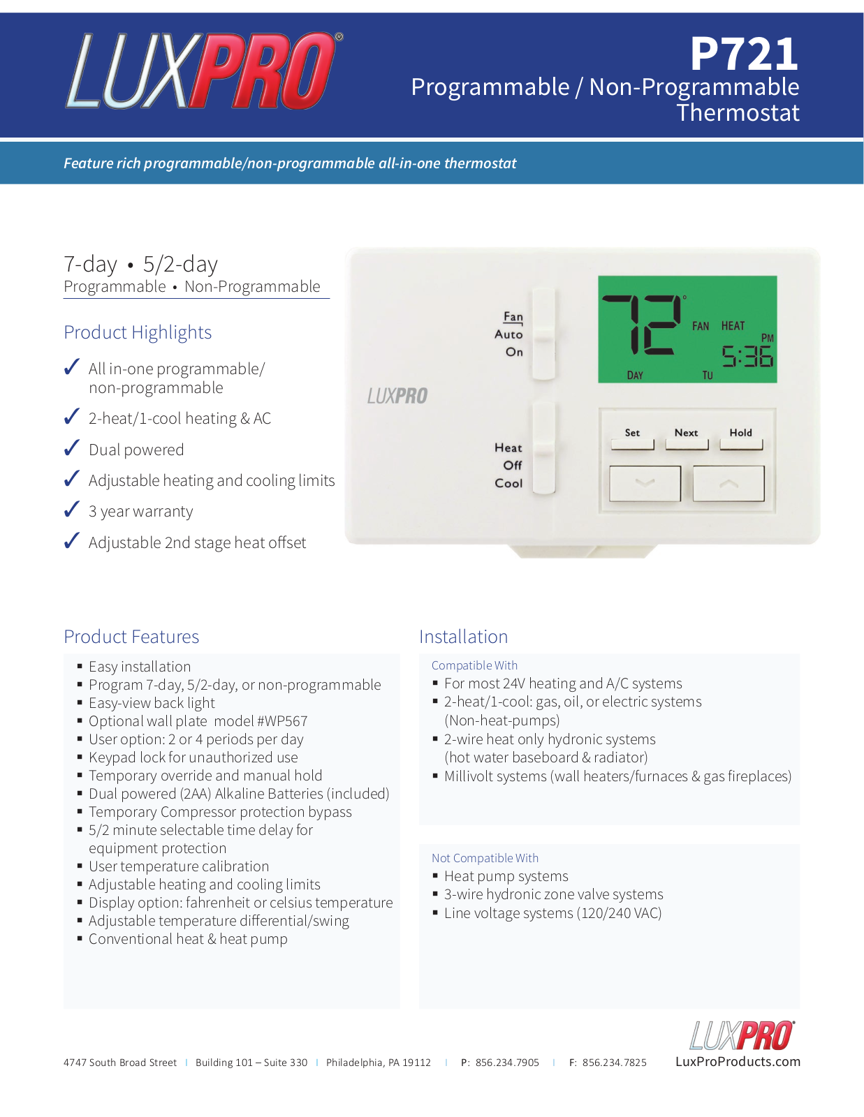 Lux Products P721 User Manual