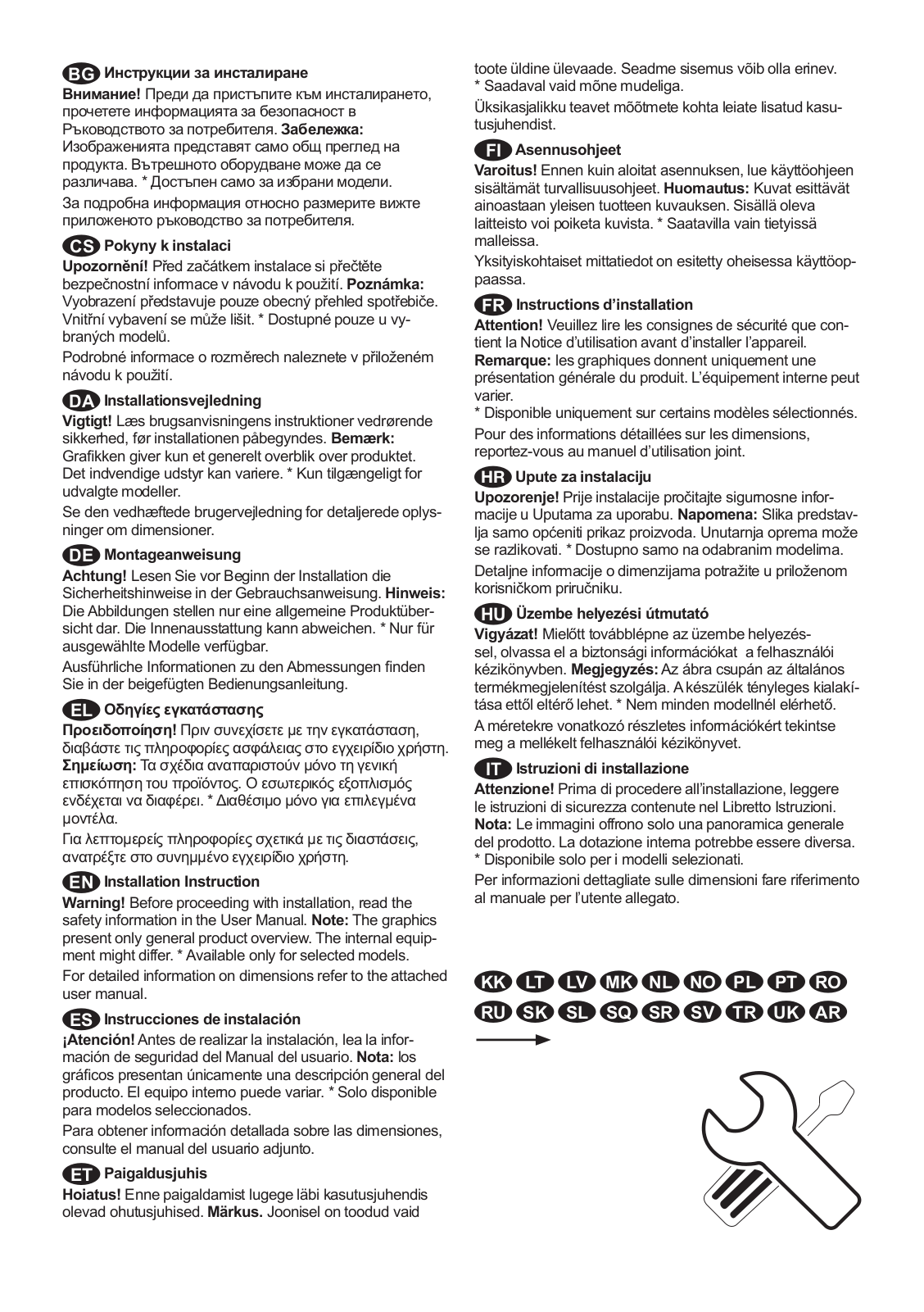 Aeg AGB620E6NX, 925 041 479 Installation instructions