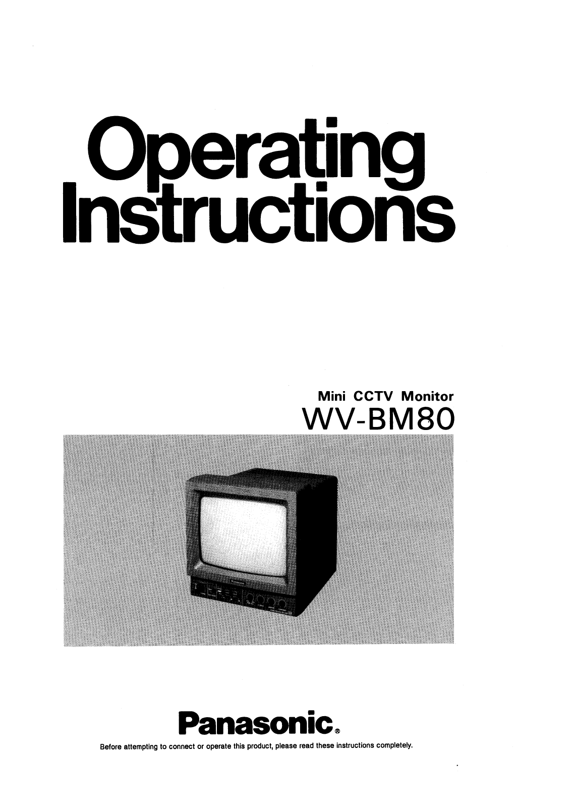 Panasonic WV-BM80 Operating Instructions