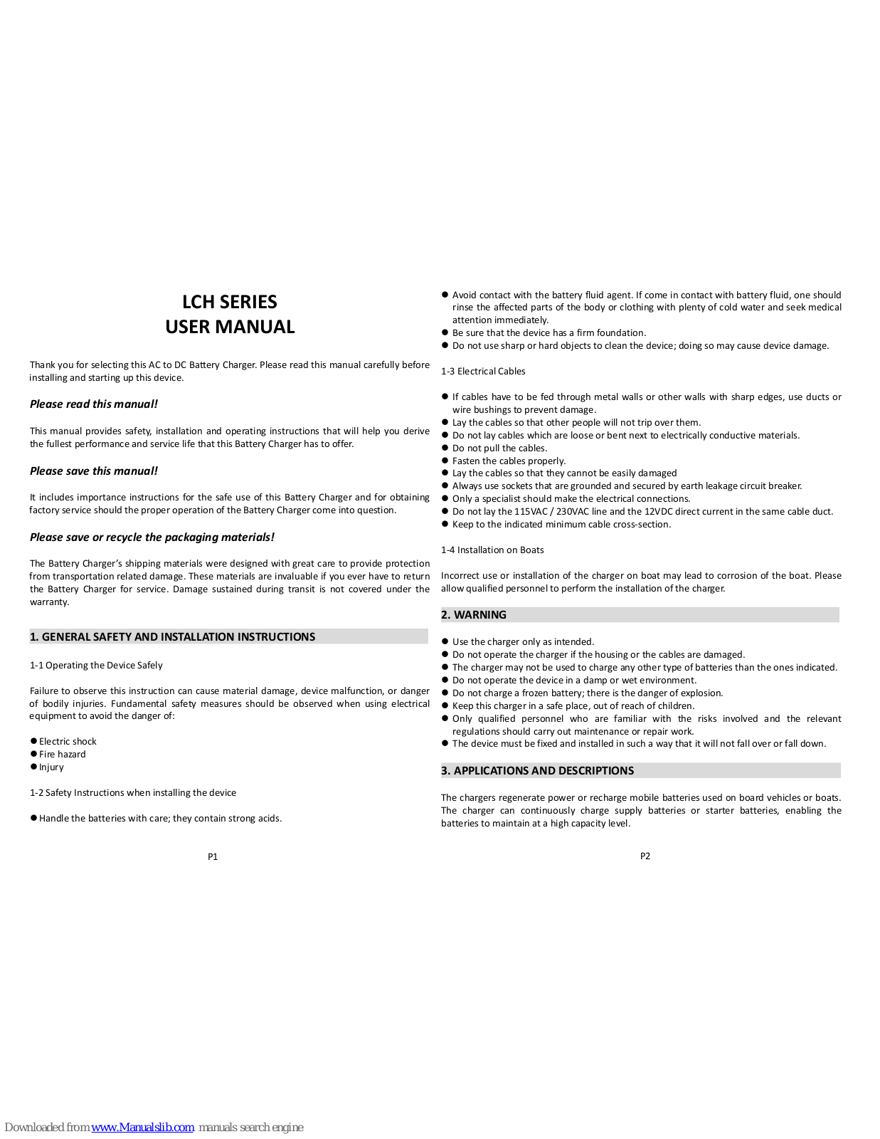 Longtime LCH-1280-2, LCH-1245-2, LCH-1225-2, LCH-1225-3, LCH-2425-2 User Manual - ManualMachine.com