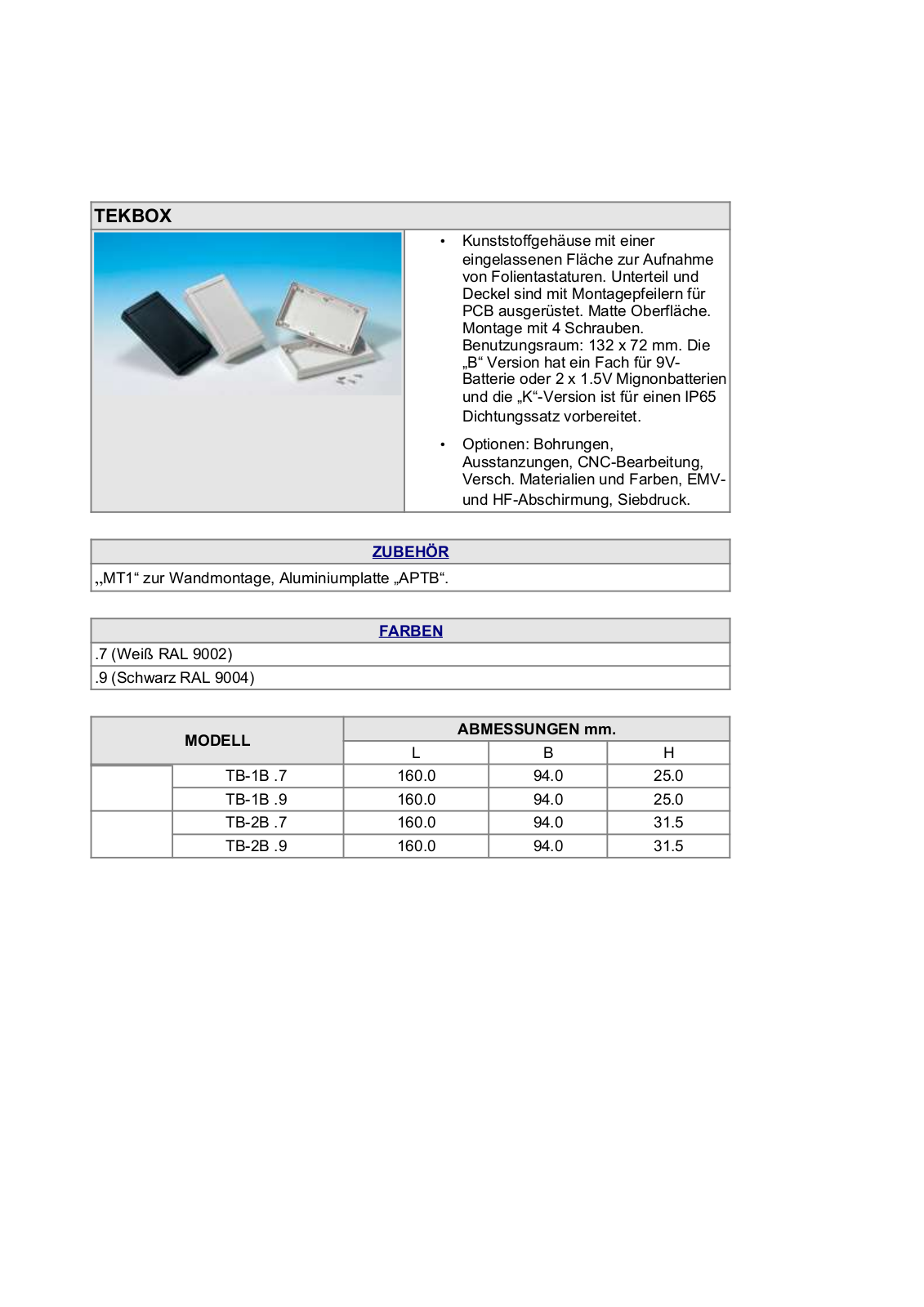 TEKO TB 1B7 Datasheet - ManualMachine.com
