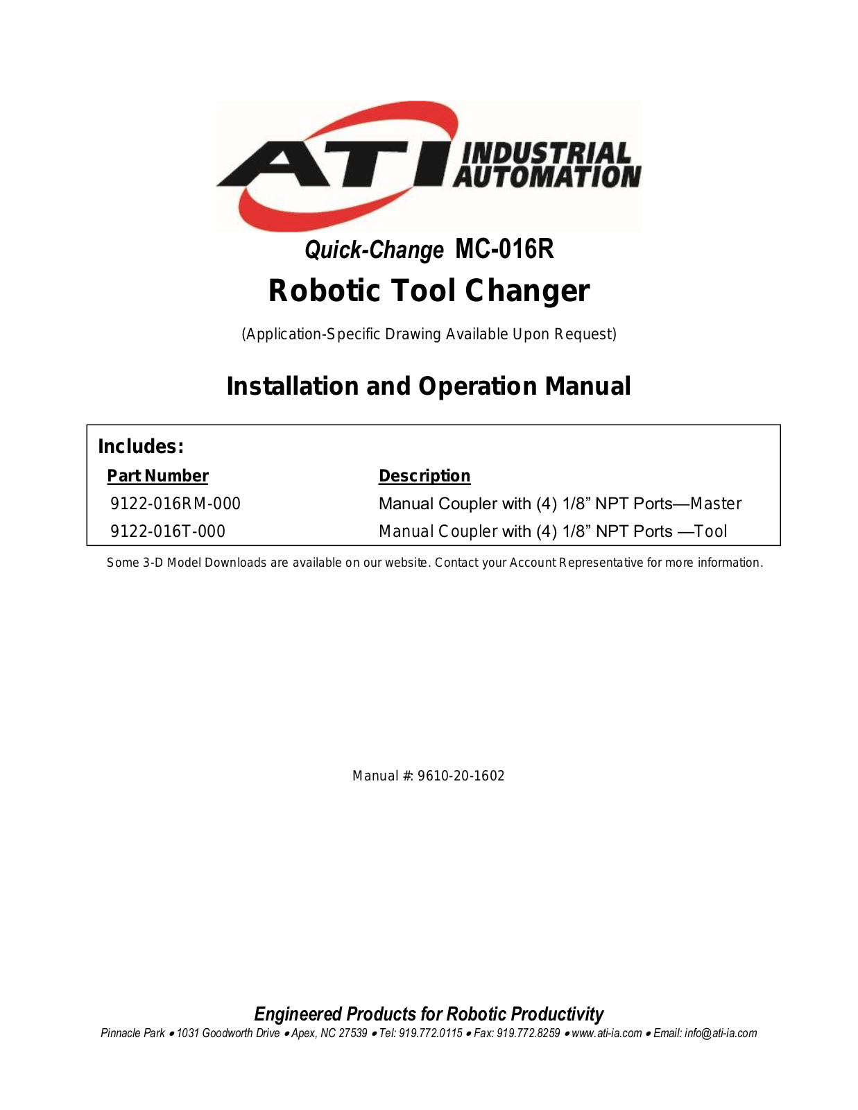 ATI Industrial Automation MC-016R Instruction Manual