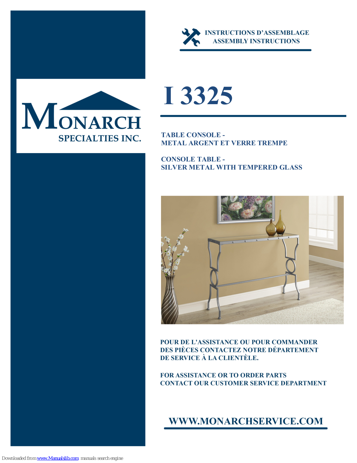 Monarch Specialties I 3325 Assembly Instructions Manual