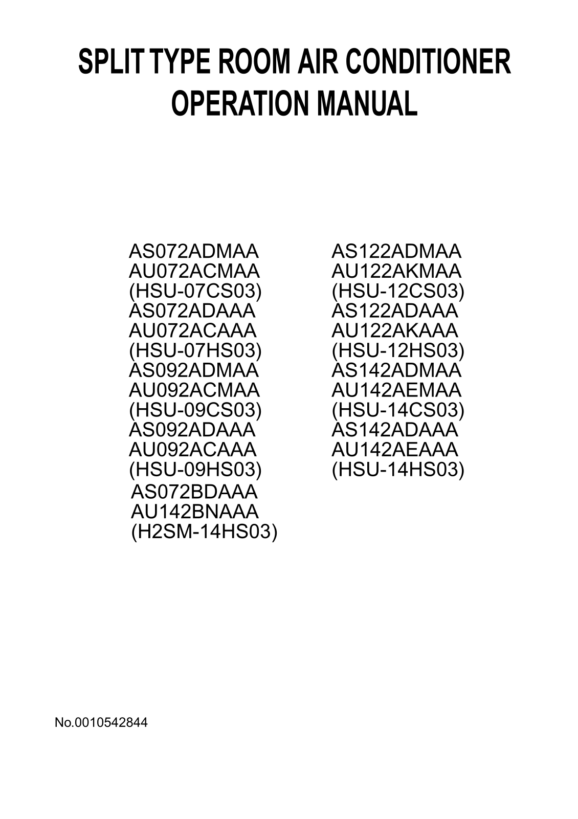 Haier AU142AEMAA, AU092ACMAA, AS142ADAAA, AU142BNAAA, AS092ADMAA User Manual