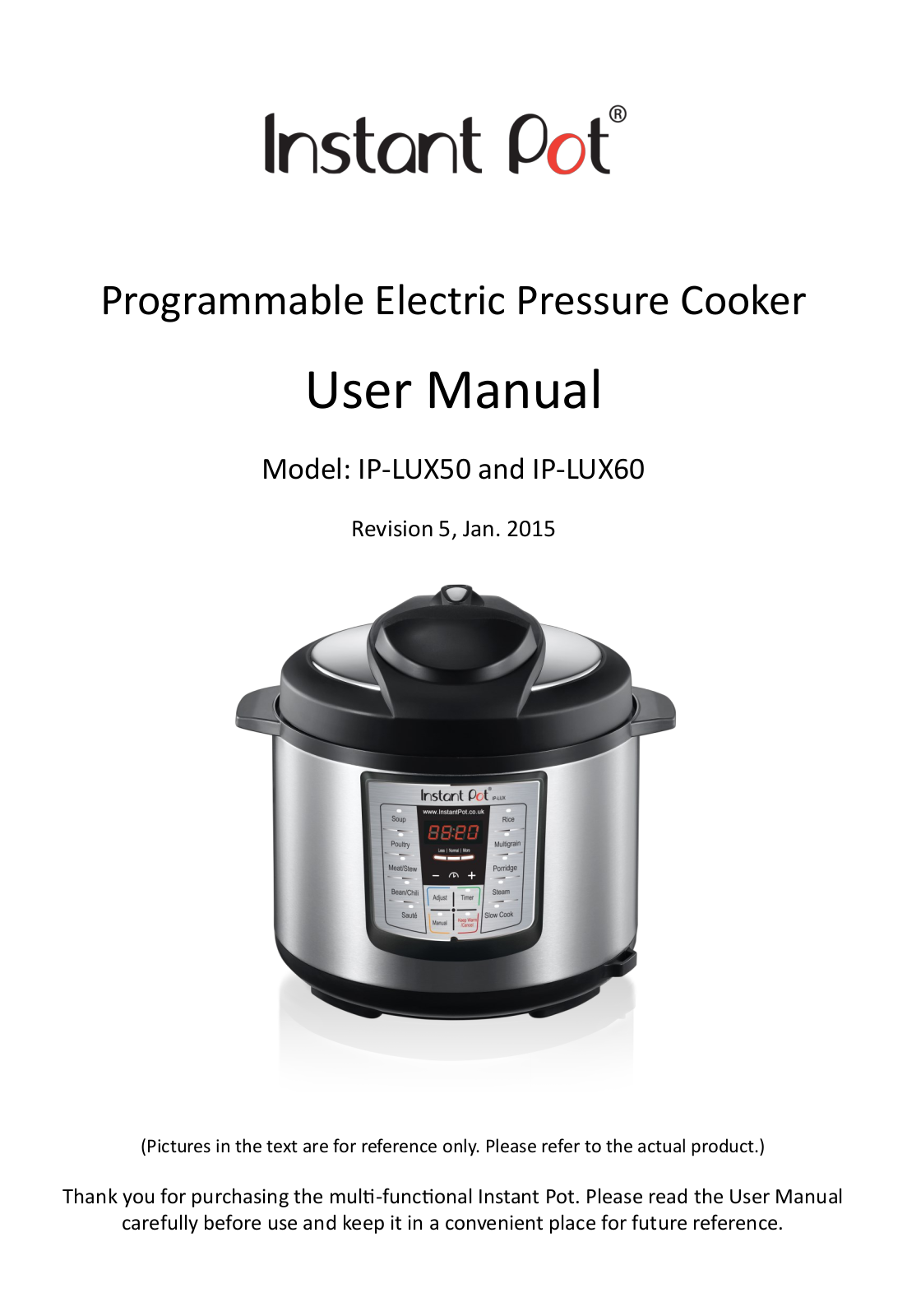 Instant POT IP-LUX50, POT IP-LUX60 User Manual