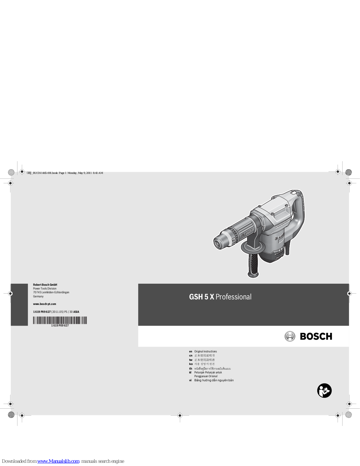 Bosch GSH 5 X Professional Original Instructions Manual