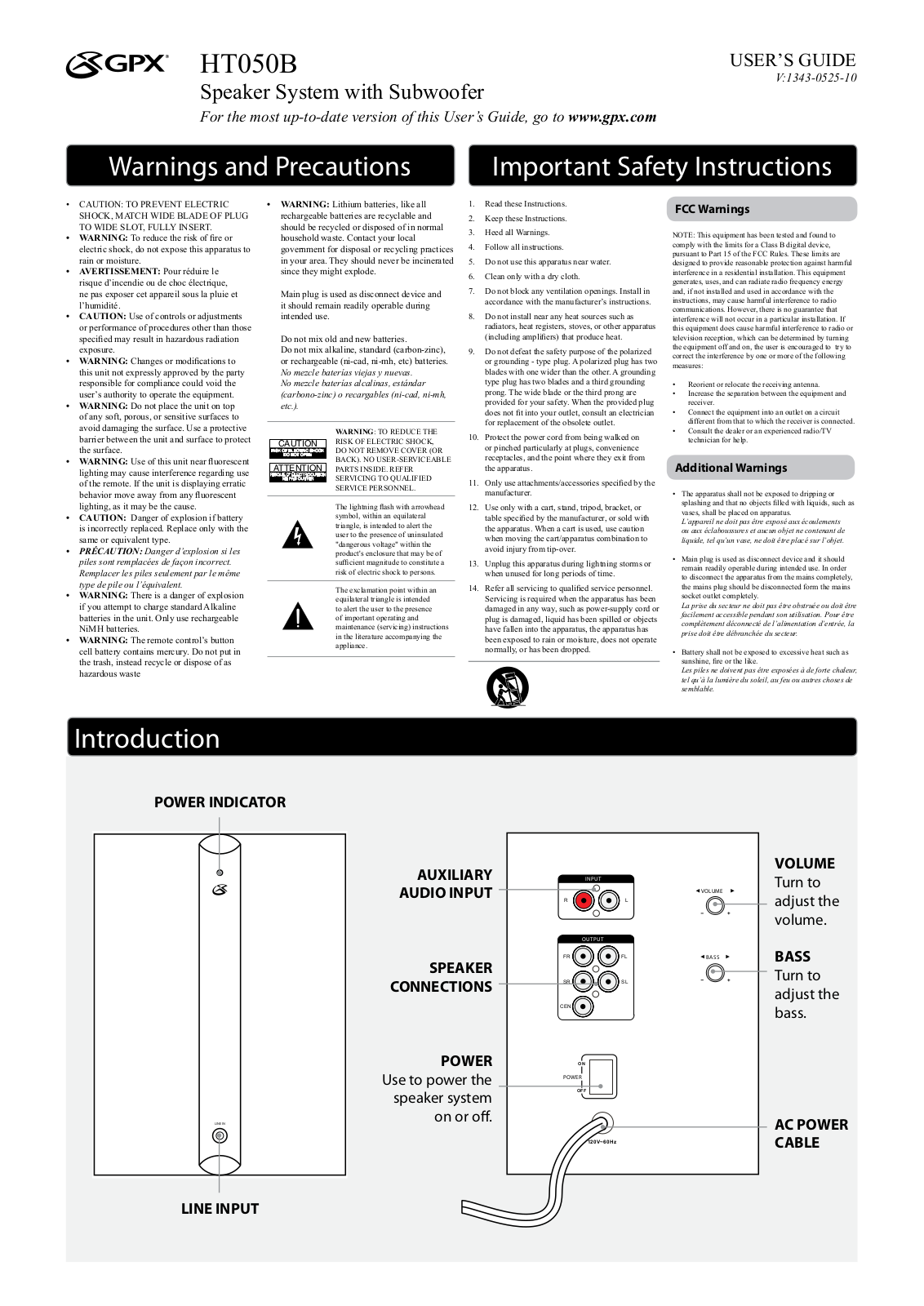 GPX HT050B User Manual