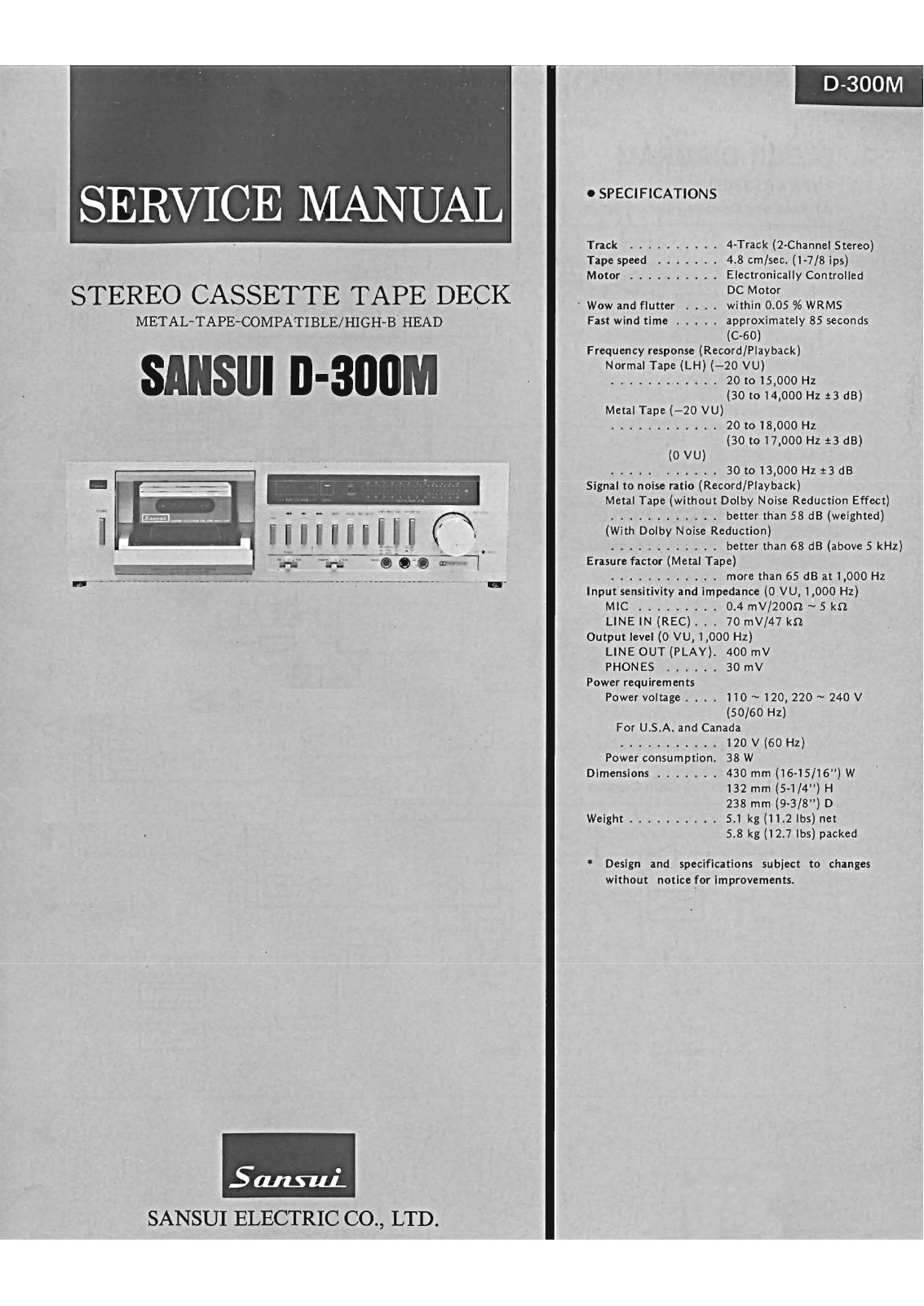 Sansui D-300-M Service Manual