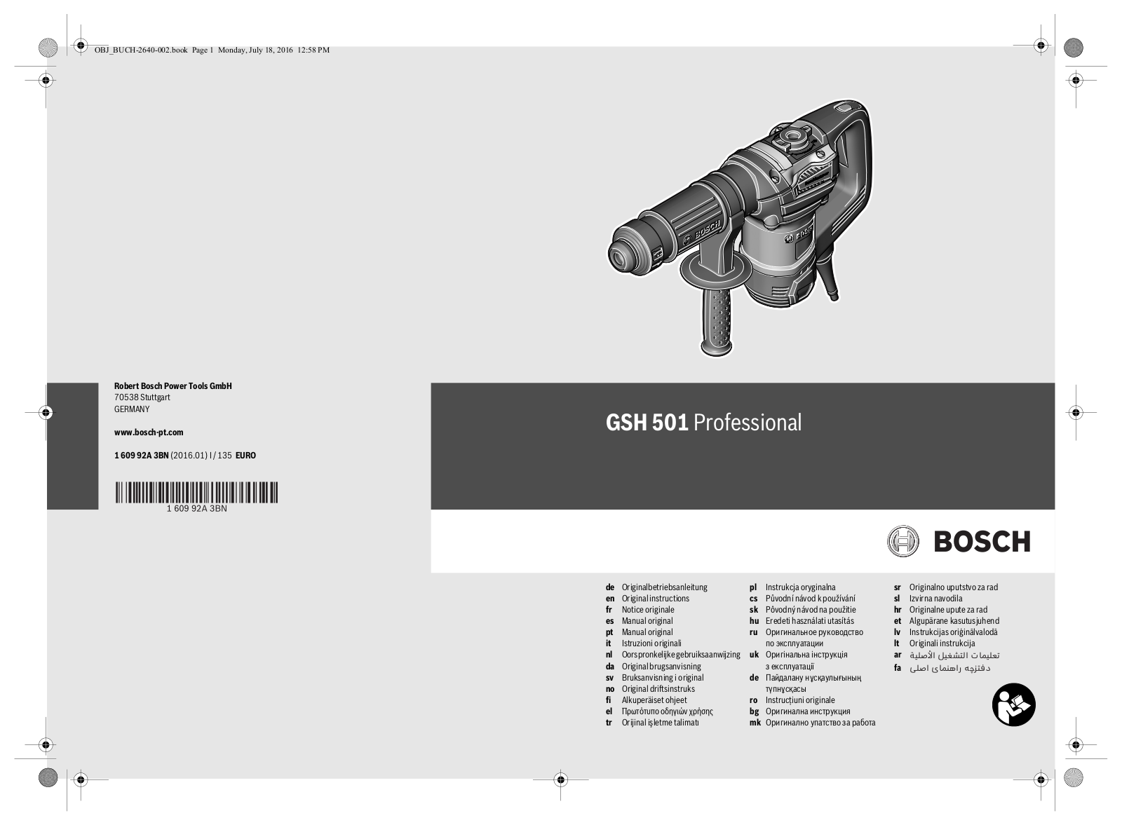 Bosch GSH 5, GSH 501 User Manual