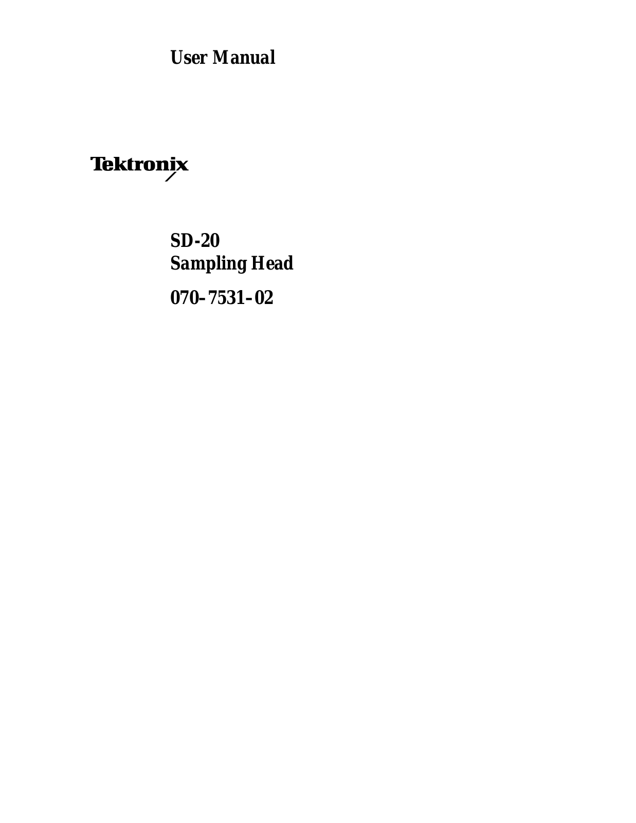 Tektronix SD-20 User Manual