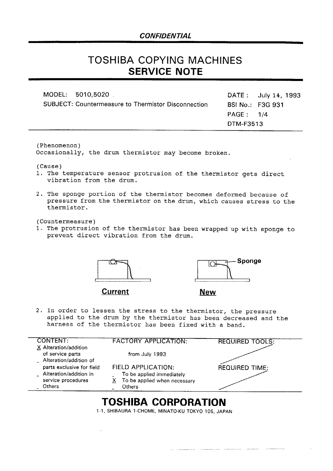 Toshiba f3g931 Service Note