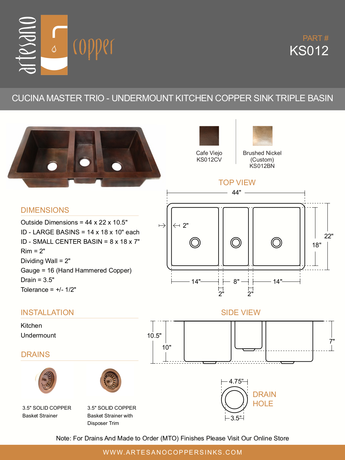 Artesano Design YIPT1035 Specifications - ManualMachine.com