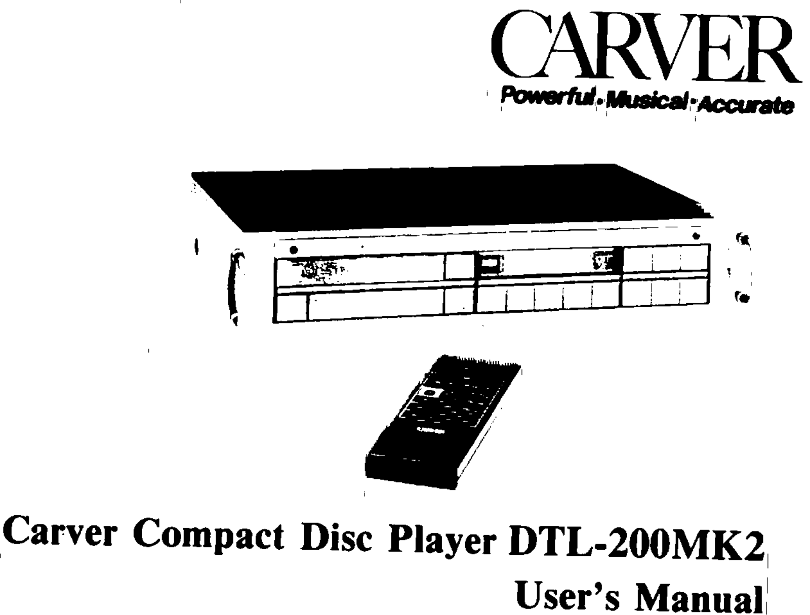 Carver DTL-200 Mk2 Owners manual