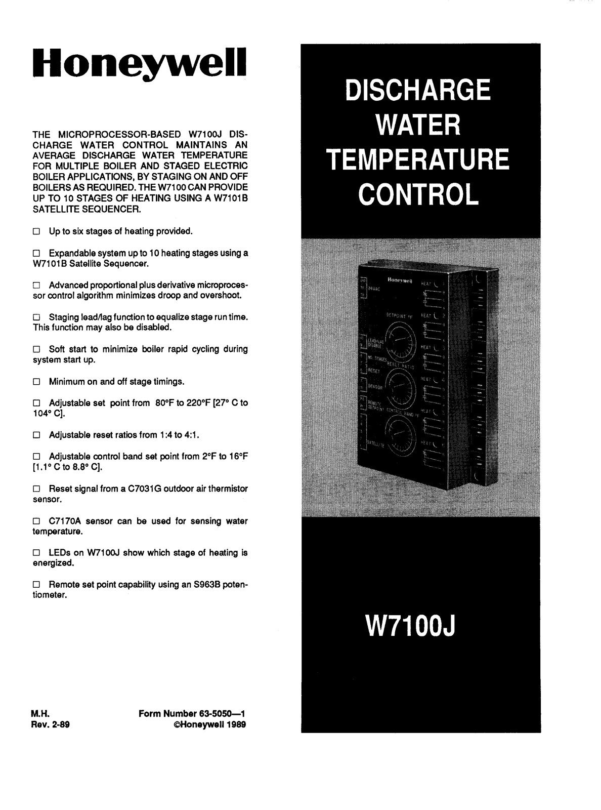 Honeywell W7100J User Manual