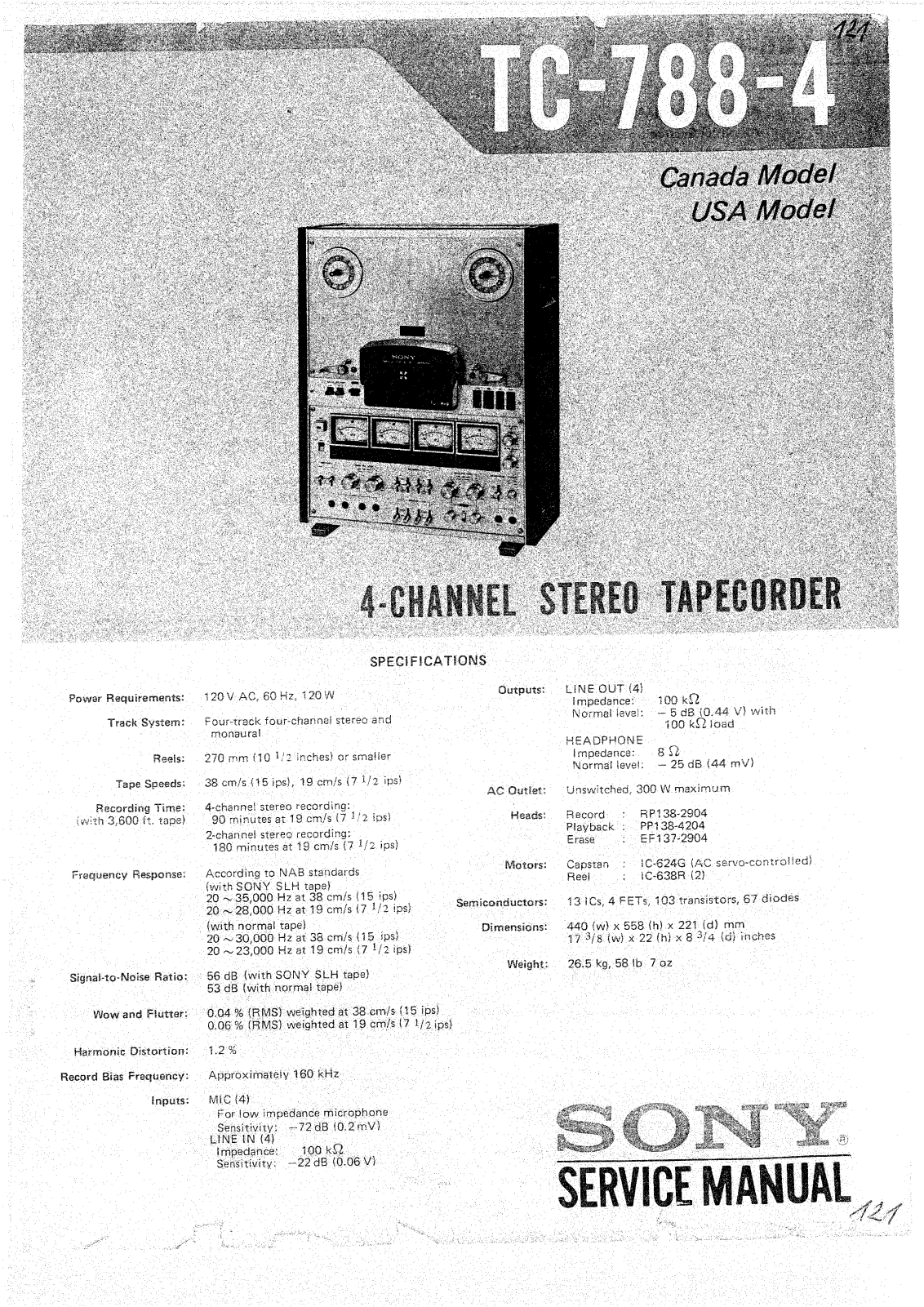 Sony TC-788-4 Service manual