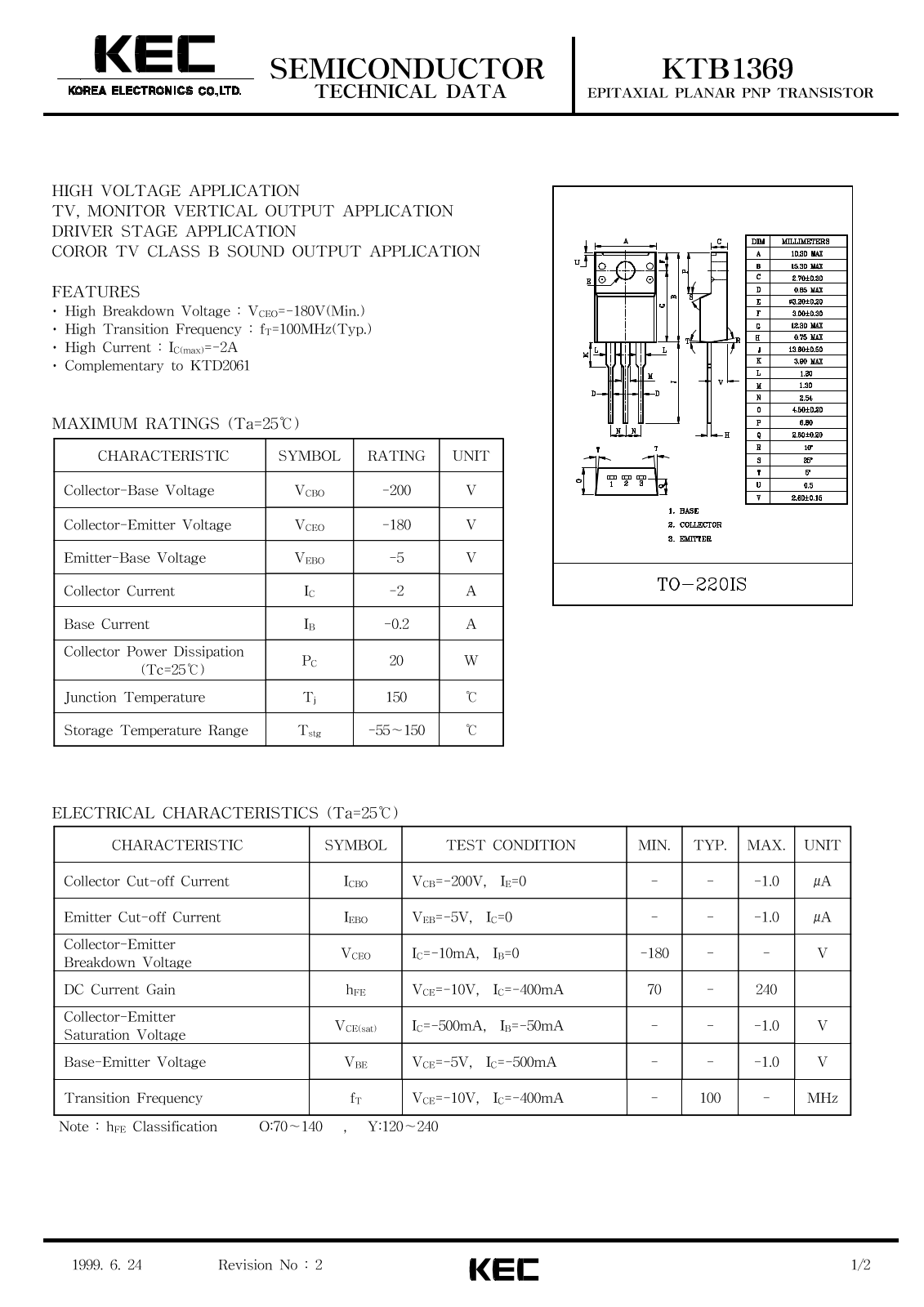 KEC KTB1369 Datasheet