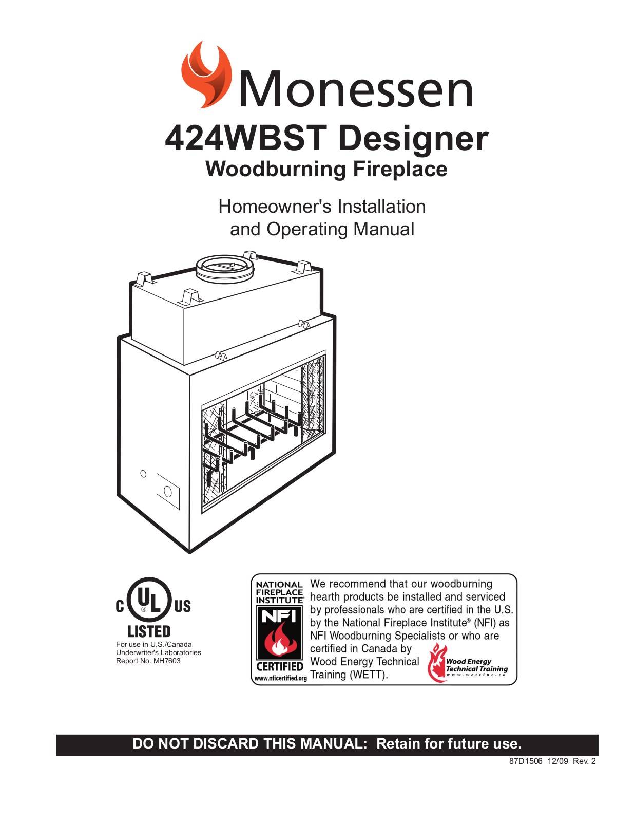 Monessen Hearth 424WBST User Manual