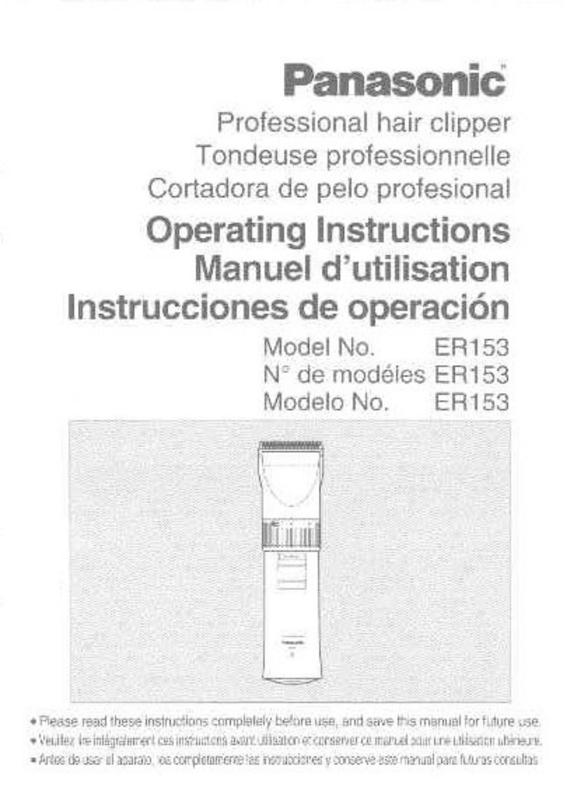 Panasonic ER-153, ER-153PA1 User Manual