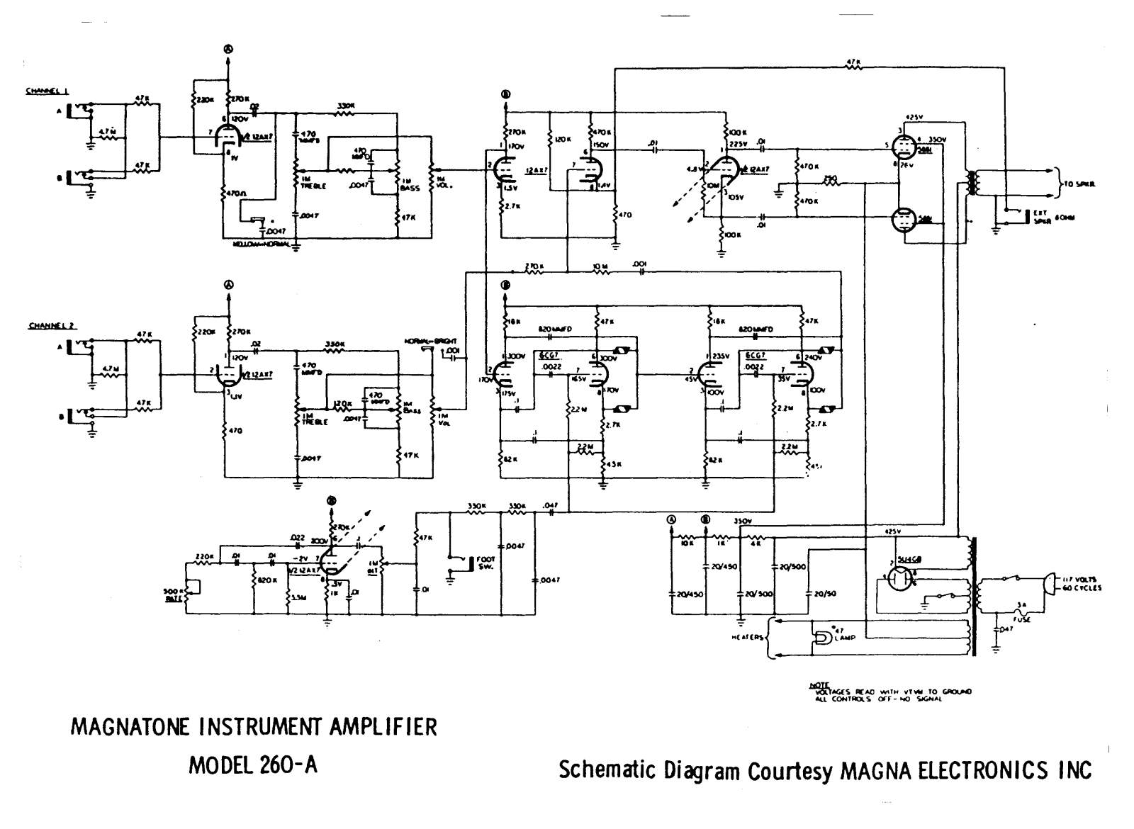 Magnatone 260a schematic