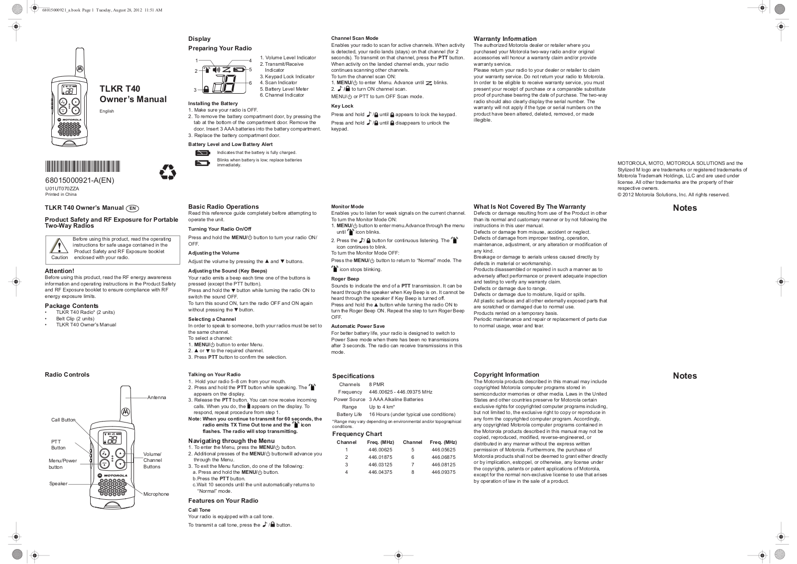 Motorola TLKR T40 User guide