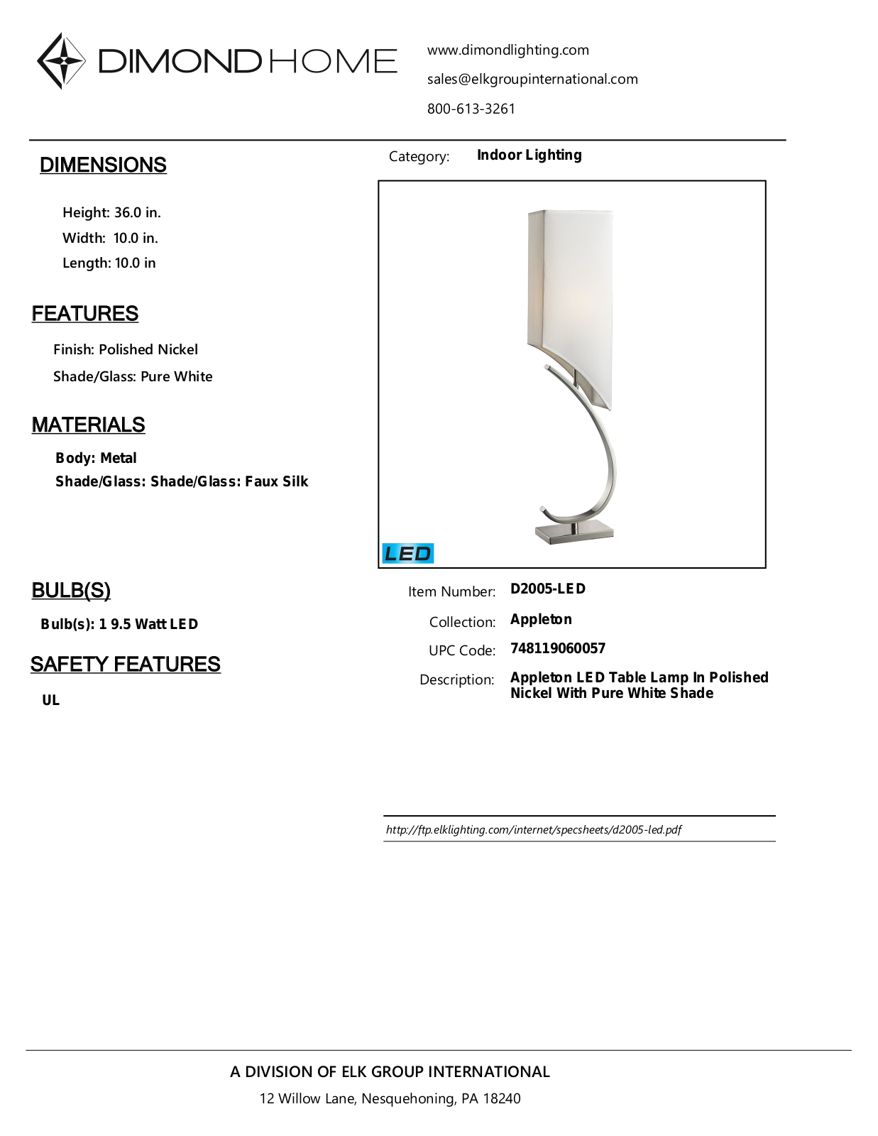 ELK Home D2005LED User Manual