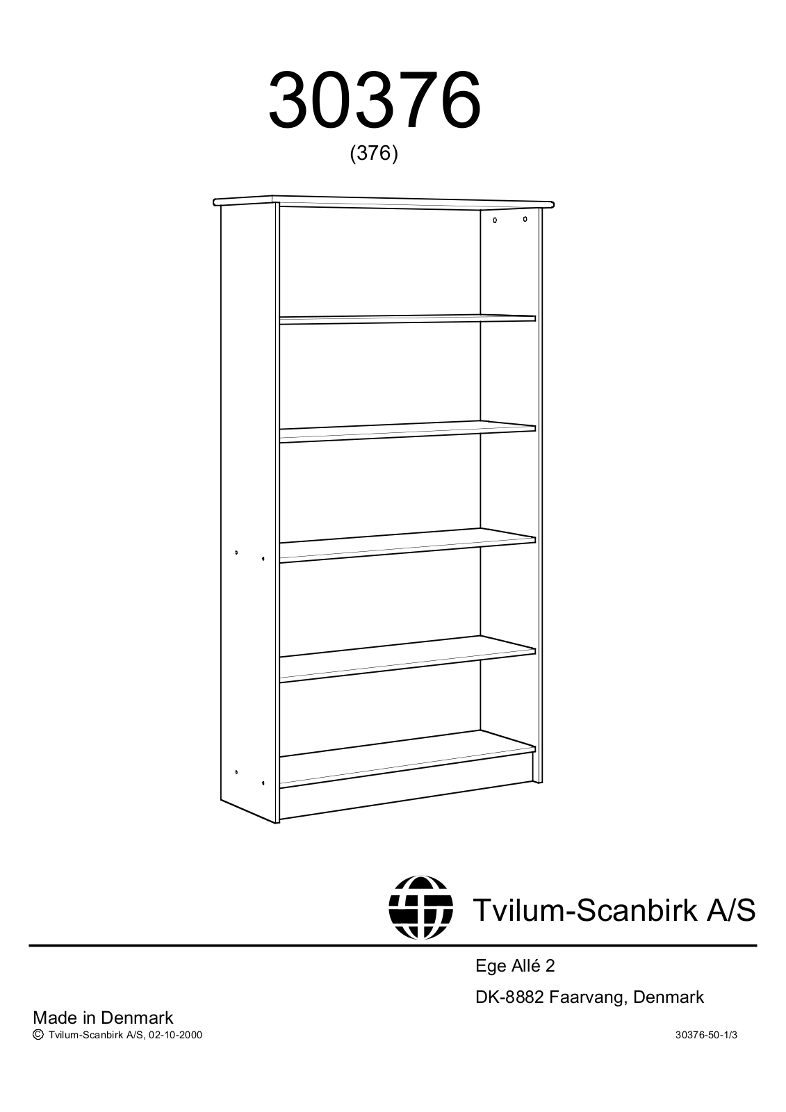 Tvilum 30376 User Manual