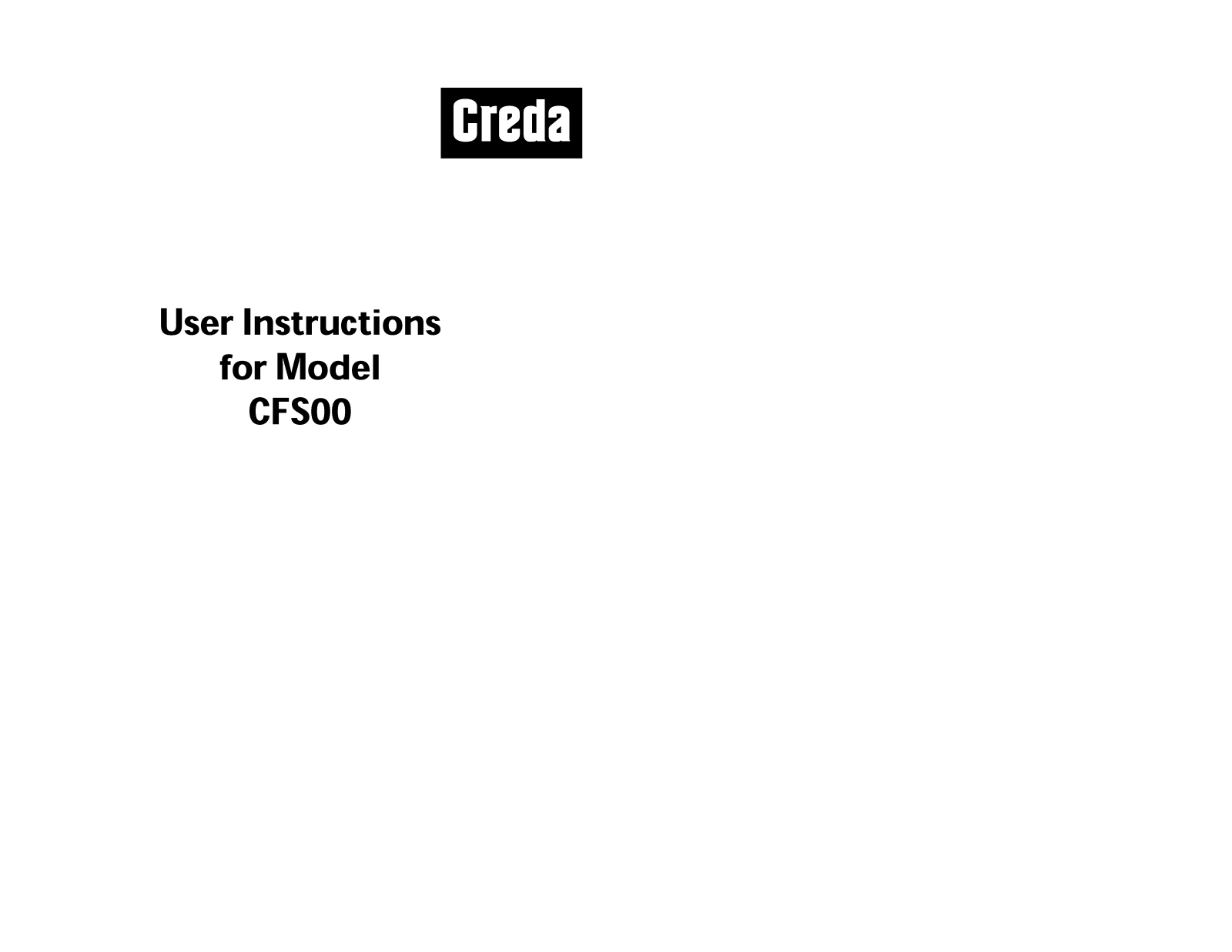 Creda CFS00 Instruction booklet