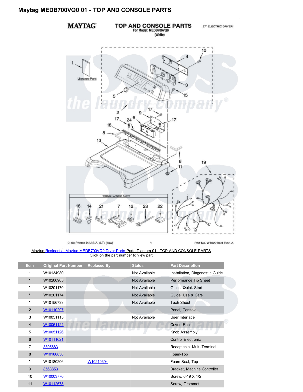 Maytag MEDB700VQ0 Parts Diagram