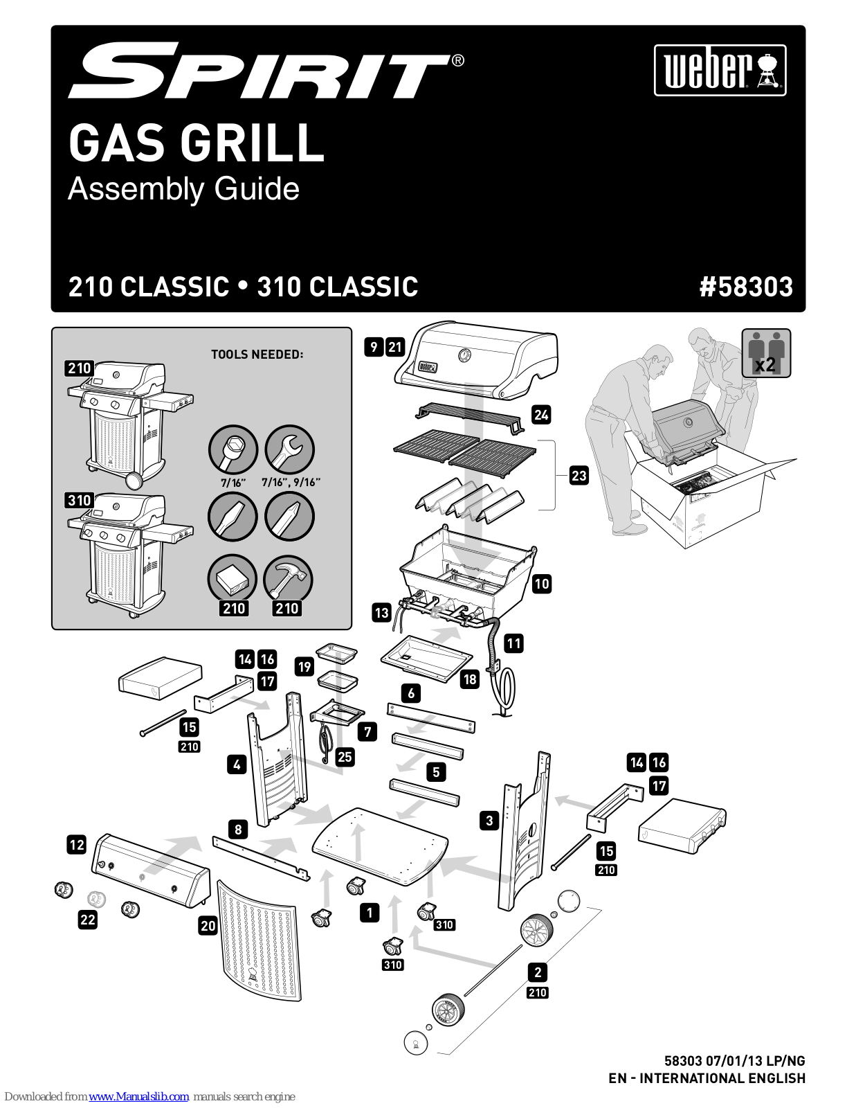 Weber Spirit 210 CLASSIC, Spirit 310 CLASSIC Assembly Manual