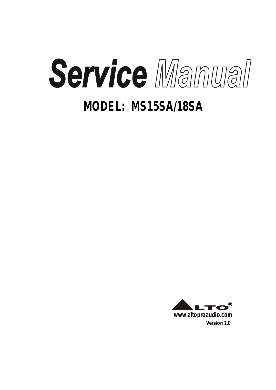 Alto MS15SA, MS18SA  SM Service Manual