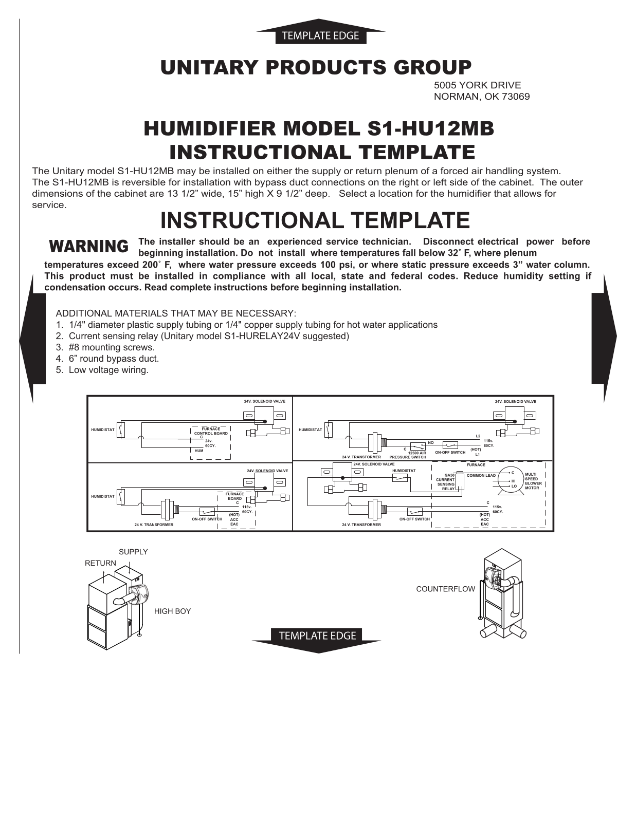 York Hu12mb Owner's Manual