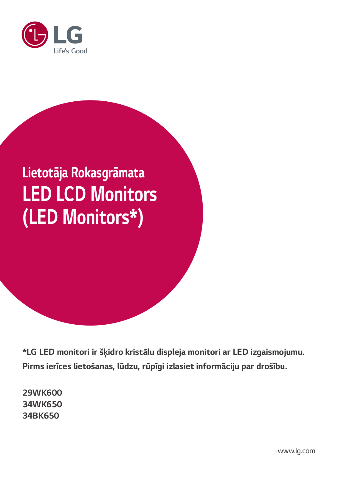 LG 29WK600-W, 34WK650-W User guide