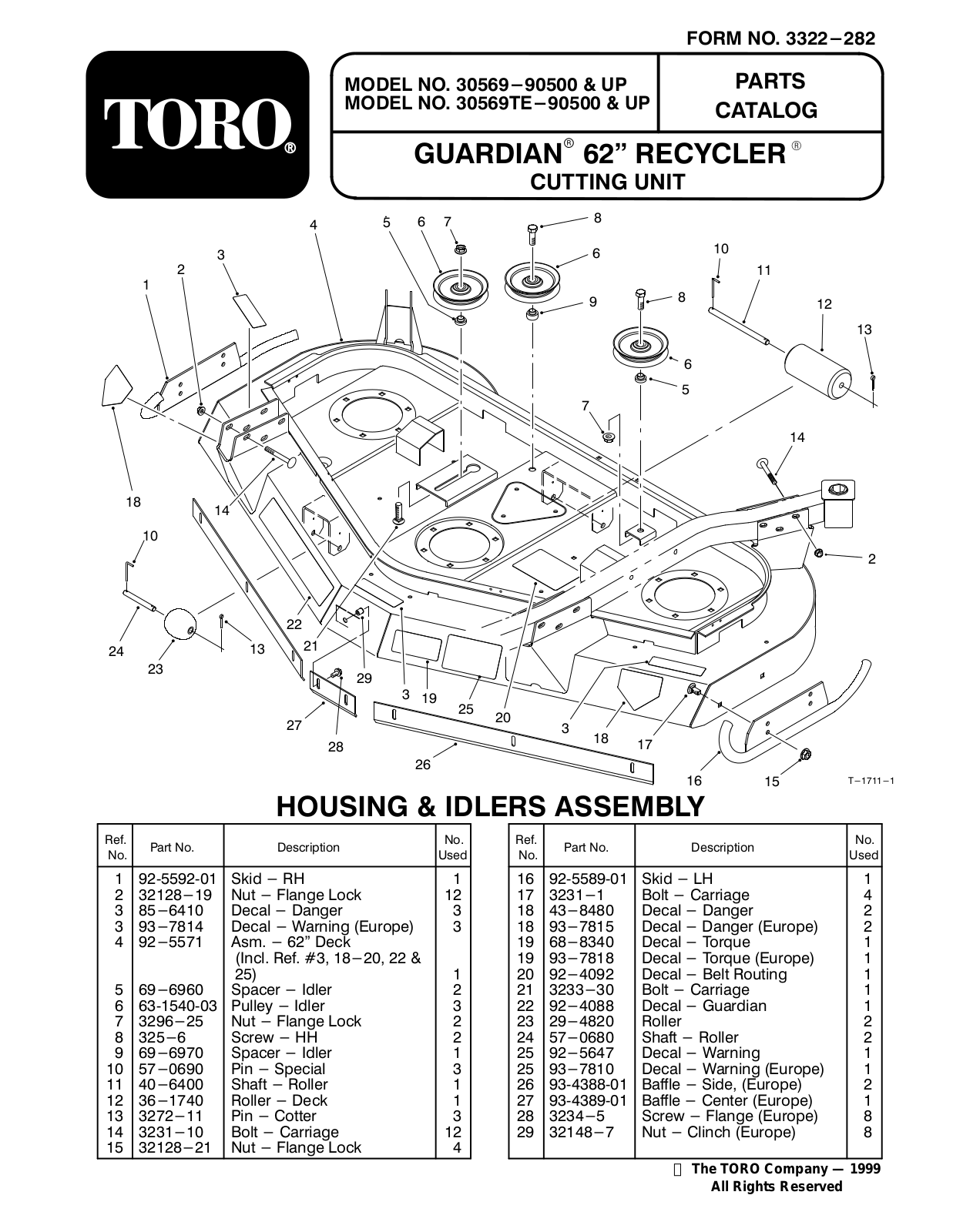 Toro 30569 Parts Catalogue