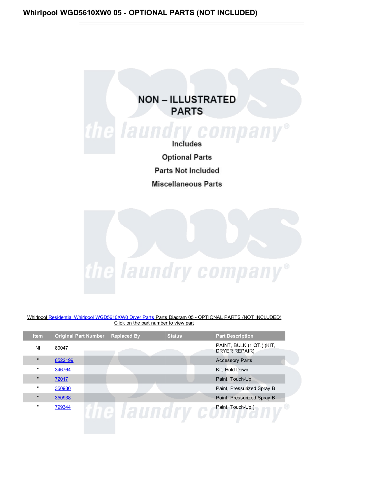 Whirlpool WGD5610XW0 Parts Diagram