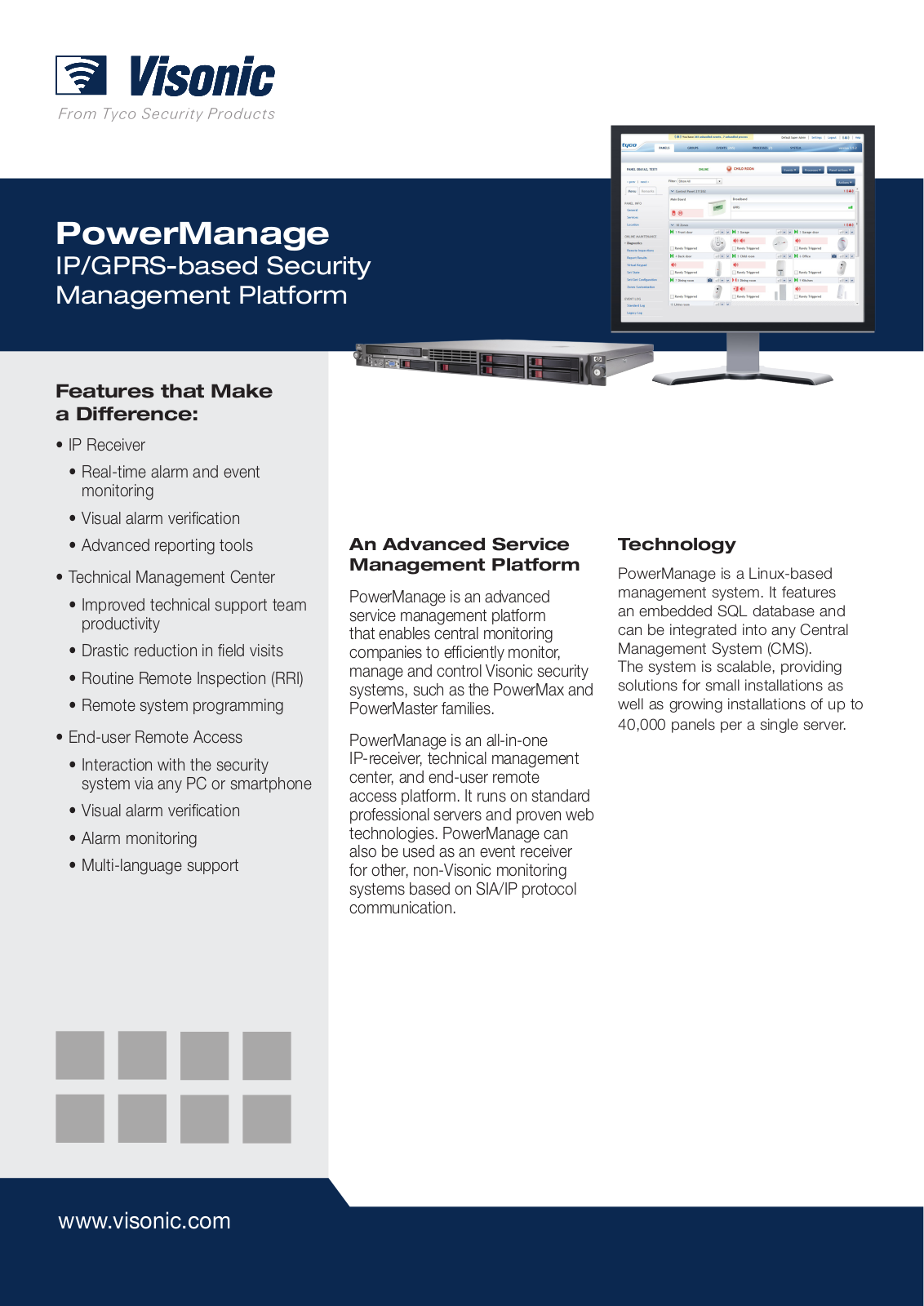 Visonic P-MANAGE HI-END, P-MANAGE LITE KIT Specsheet