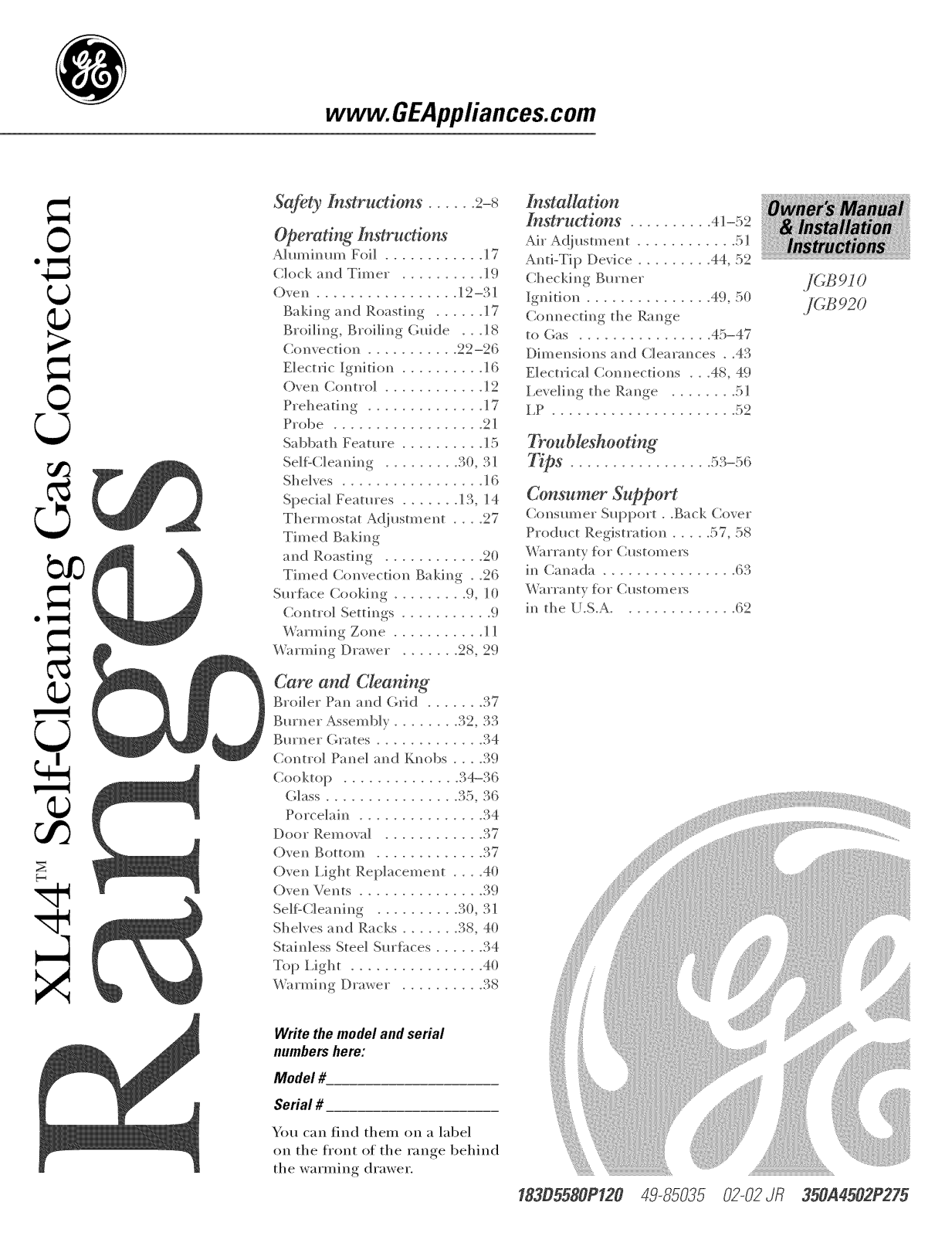 GE JGB920SEC4SS, JGB920SEC3SS, JGB920SEC2SS, JGB920SEC1SS, JGB918SEK1SS Owner’s Manual - ManualMachine.com