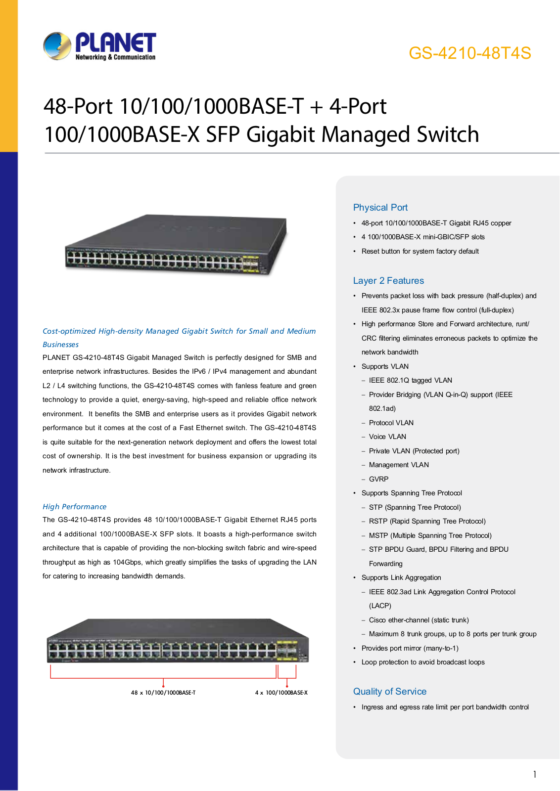 Planet GS-4210-48T4S User Manual