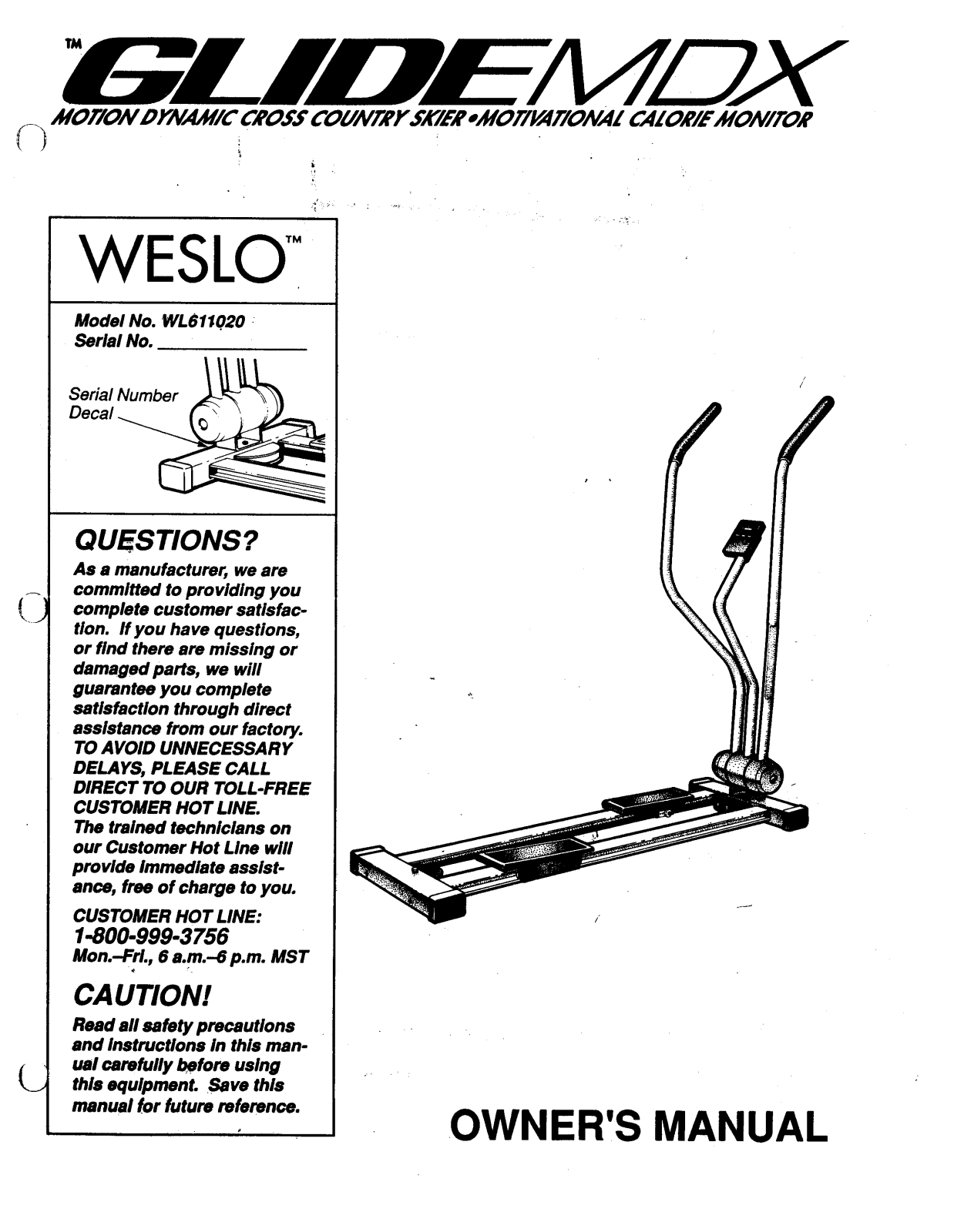 Weslo WL611020 Owner's Manual