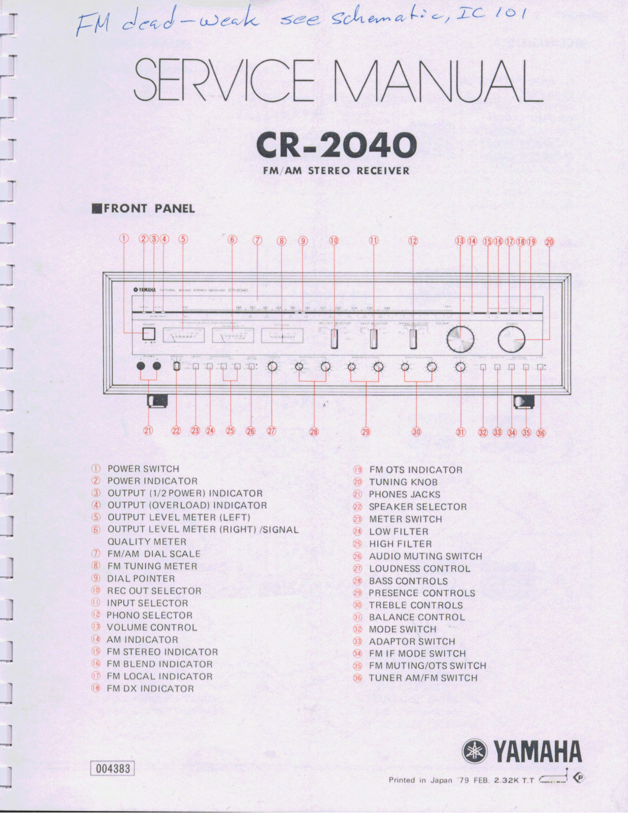 Yamaha CR-2040 Service manual