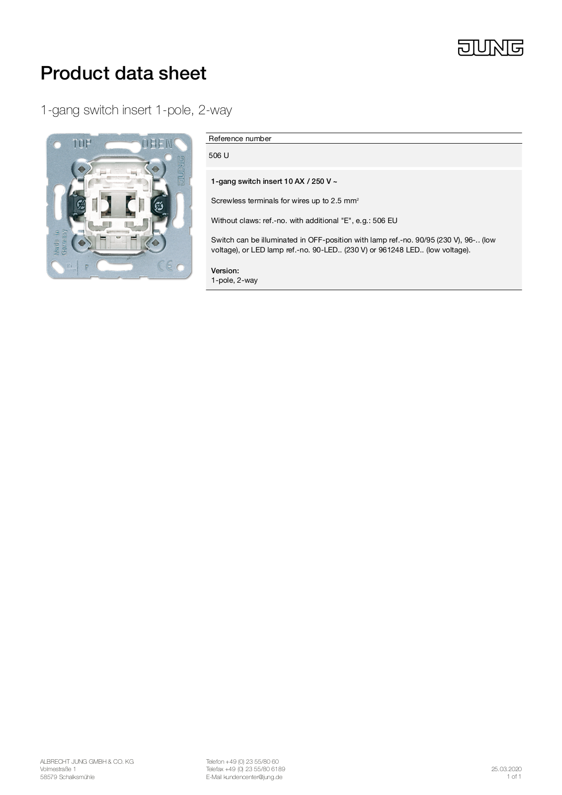 Jung 506 U User Manual