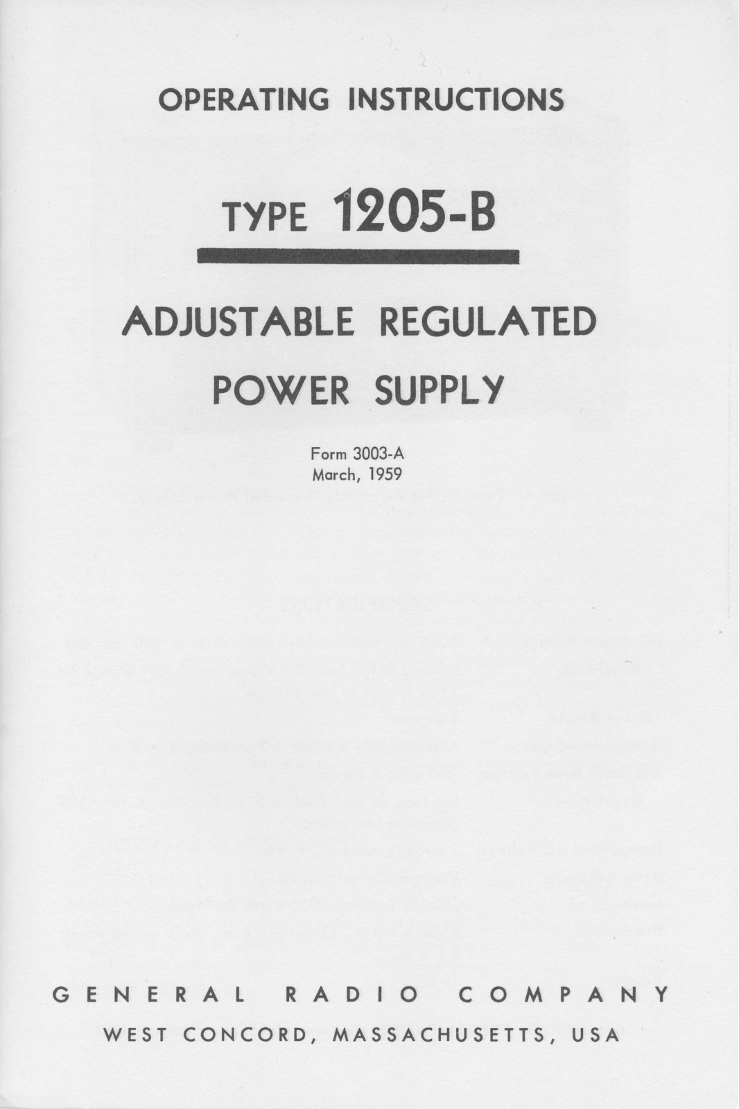 General Radio Company 1205-B Service manual