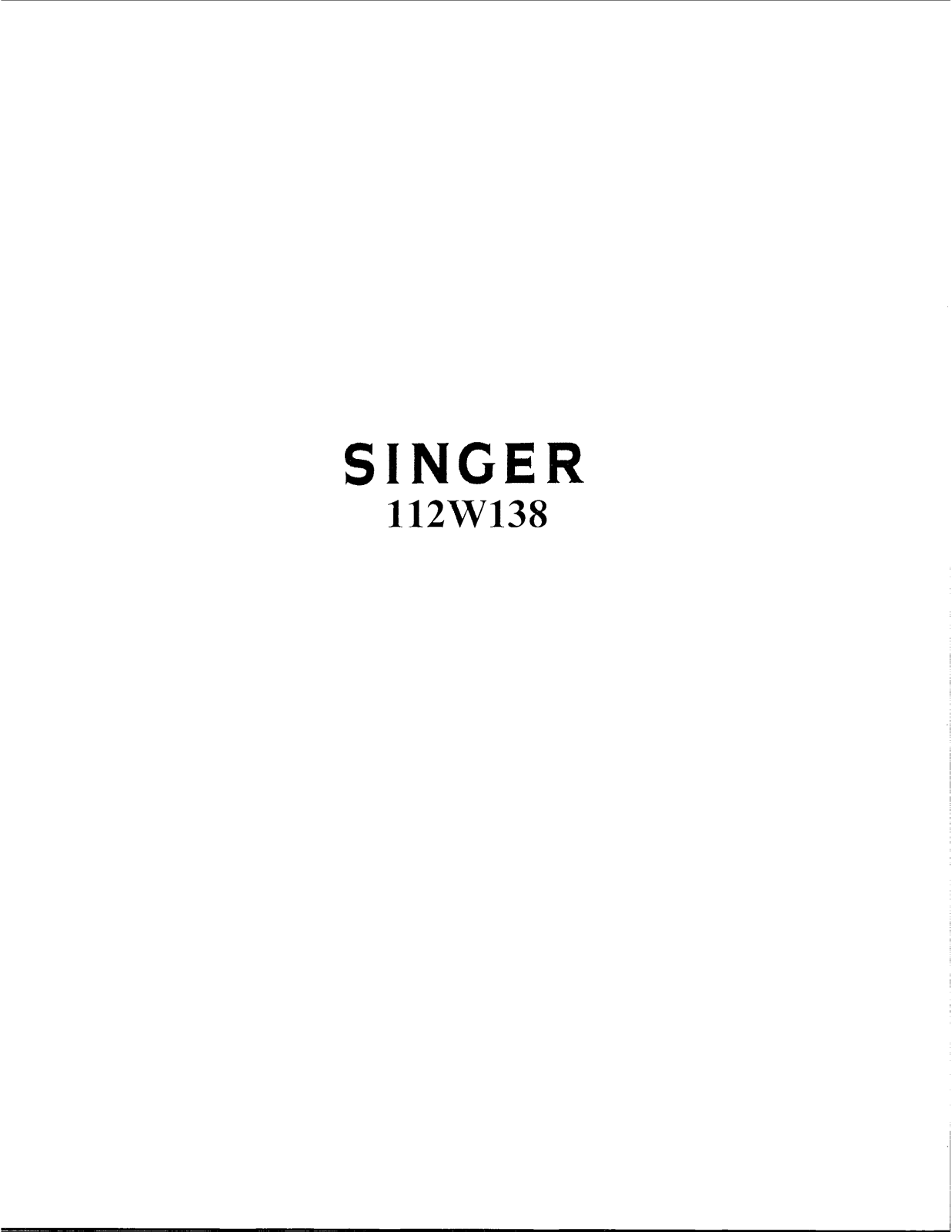 Singer 112W138 User Manual